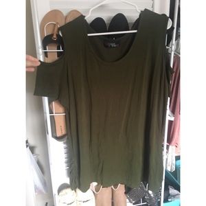 Olive Green Cold Shoulder Shirt 3X